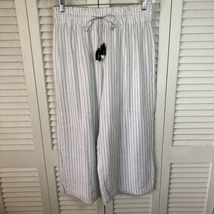 Joie White/Black Pinstripes Gauzy Beachy Coastal Grandma Wide Leg Crop Pants 1X